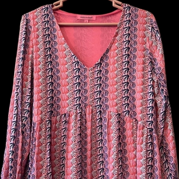 Simply Southern Large  NWT Babydoll scallops dress lined - Picture 9 of 13